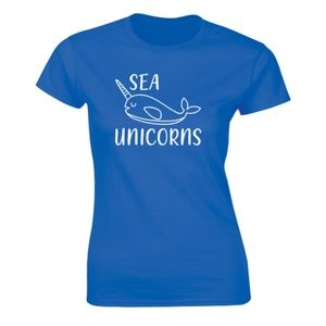 Mens Sea Unicorns Smiling Narwhal Funny T-shirt
